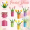 6 Sets Spring Tables Centerpieces Easter Office Decorations Artificial Tulip with Galvanized Metal Pot Colorful Artificial Tulips Flowers Decoration for Home Office Wedding Party Baby Shower